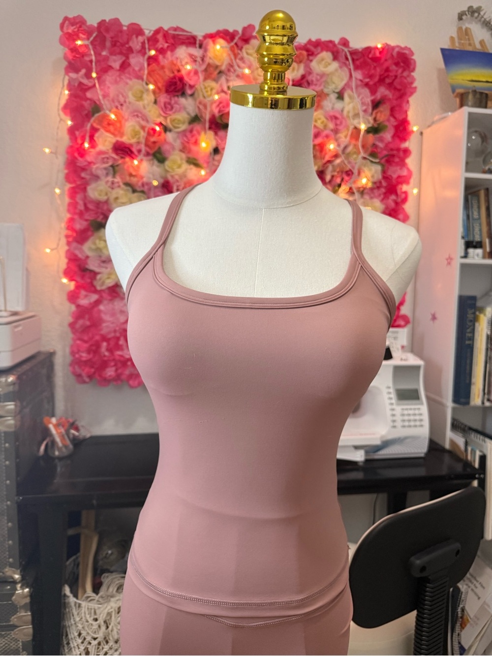 Free People Seamless Square Neck Tank - and tight Dusty Rose set
